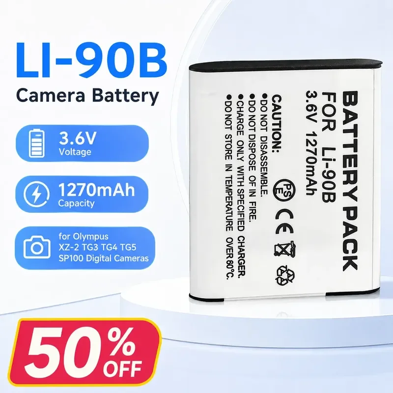 LI-90B 3.6V 1270mAh Li-ion Battery for Olympus XZ-2 TG3 TG4 TG5 SP100 Digital Cameras Battery Pack Rechargeable Li-ion Camera
LI-90B 3.6V 1270mAh Li-ion Battery for Olympus XZ-2 TG3 TG4 TG5 SP100 Digital Cameras Battery Pack Rechargeable Li-ion Camera
