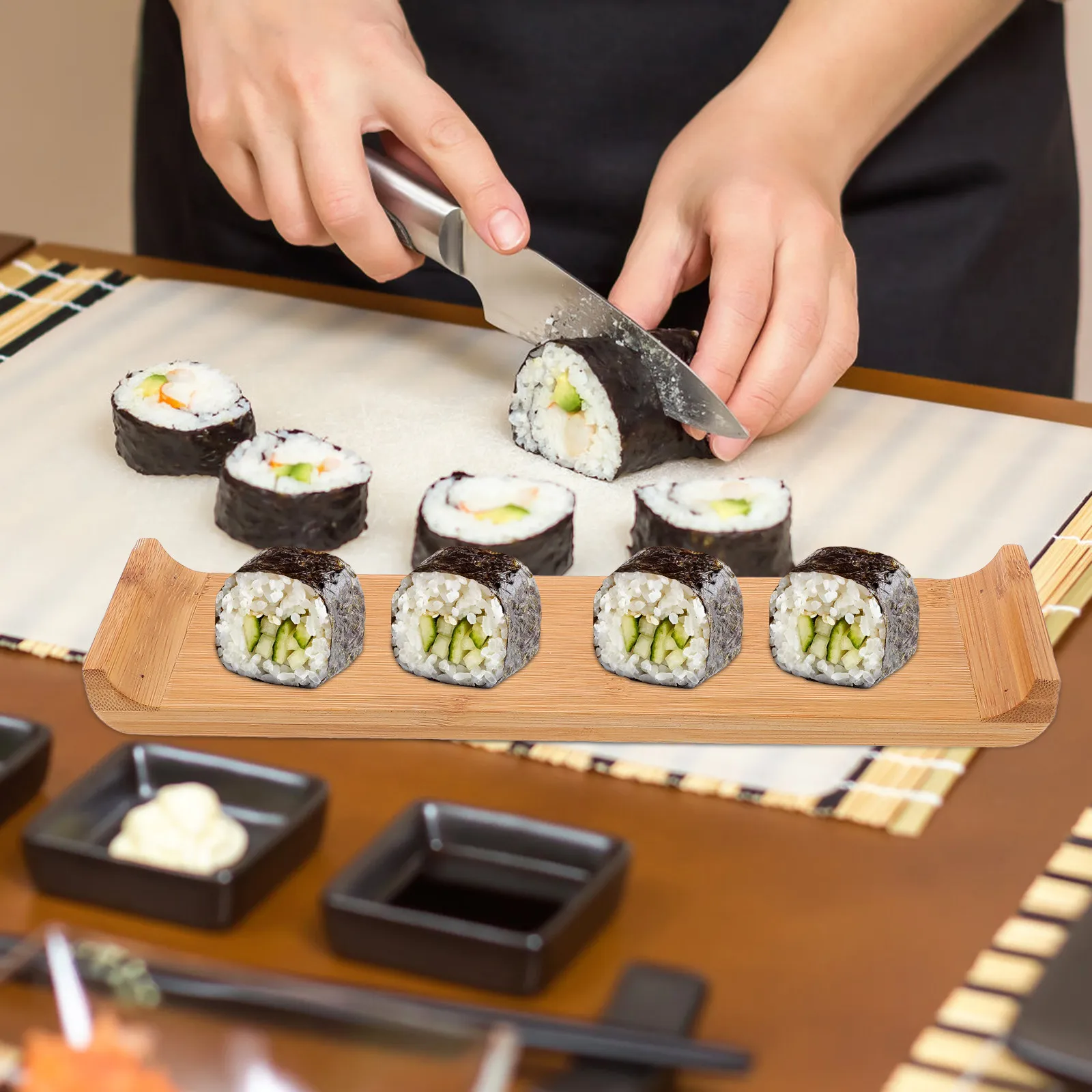 Bamboo Sushi Serving Dish Elegant Rustic Rectangle Tray for Sashimi Desserts Appetizers Household Catering Bar Hotel Desktop
Bamboo Sushi Serving Dish Elegant Rustic Rectangle Tray for Sashimi Desserts Appetizers Household Catering Bar Hotel Desktop