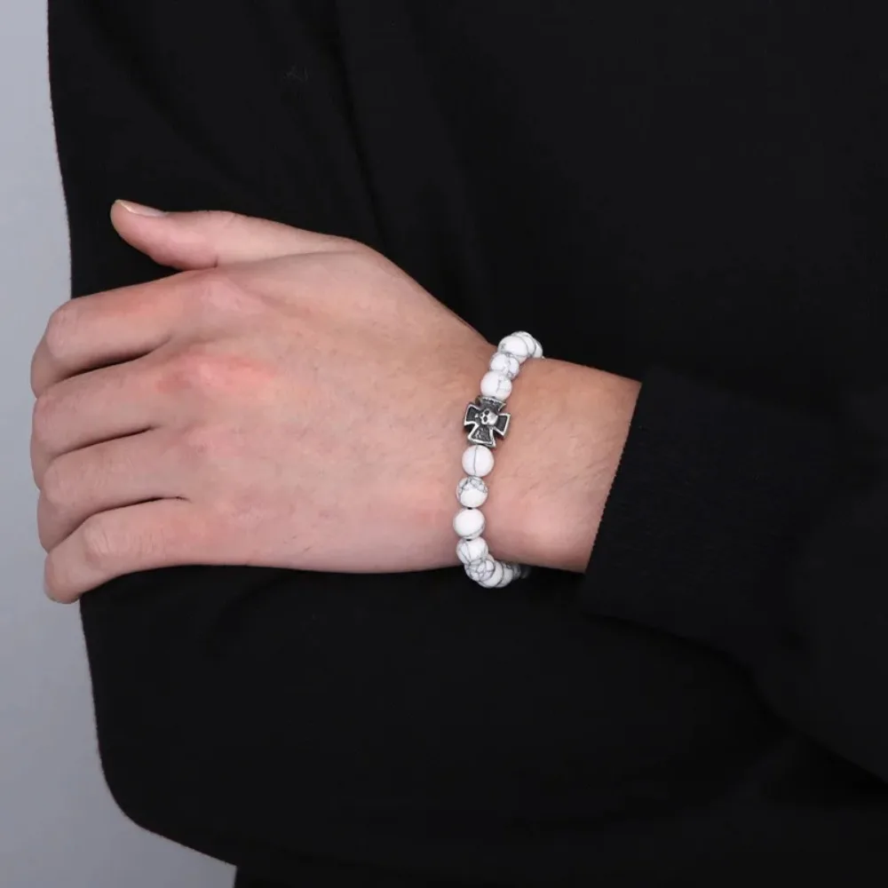 Frosted Black Agate Bracelet White Turquoise Tiger Eye Stone Cross Titanium Steel Skull Head Men's Bracelets
Frosted Black Agate Bracelet White Turquoise Tiger Eye Stone Cross Titanium Steel Skull Head Men's Bracelets