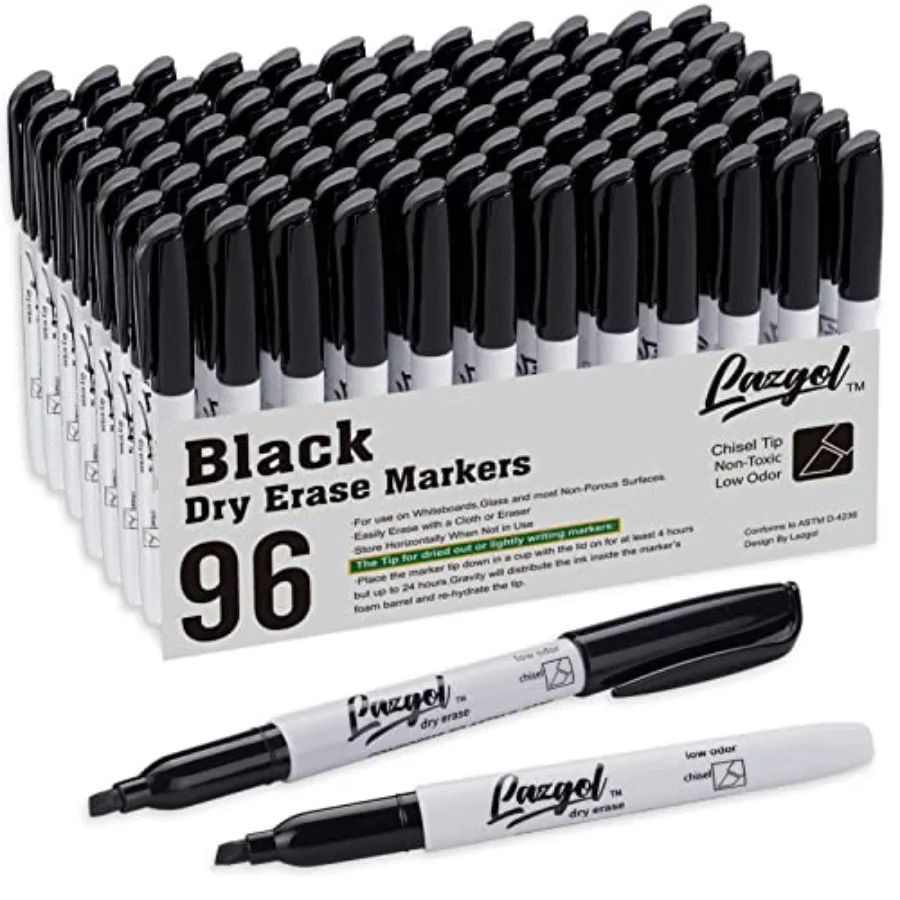 Dry Erase Markers Bulk, 96 Pack Black Dry Erase Markers Chisel Tip, Low Odor Whiteboard Markers for School, Office Supplies, Pe
Dry Erase Markers Bulk, 96 Pack Black Dry Erase Markers Chisel Tip, Low Odor Whiteboard Markers for School, Office Supplies, Pe