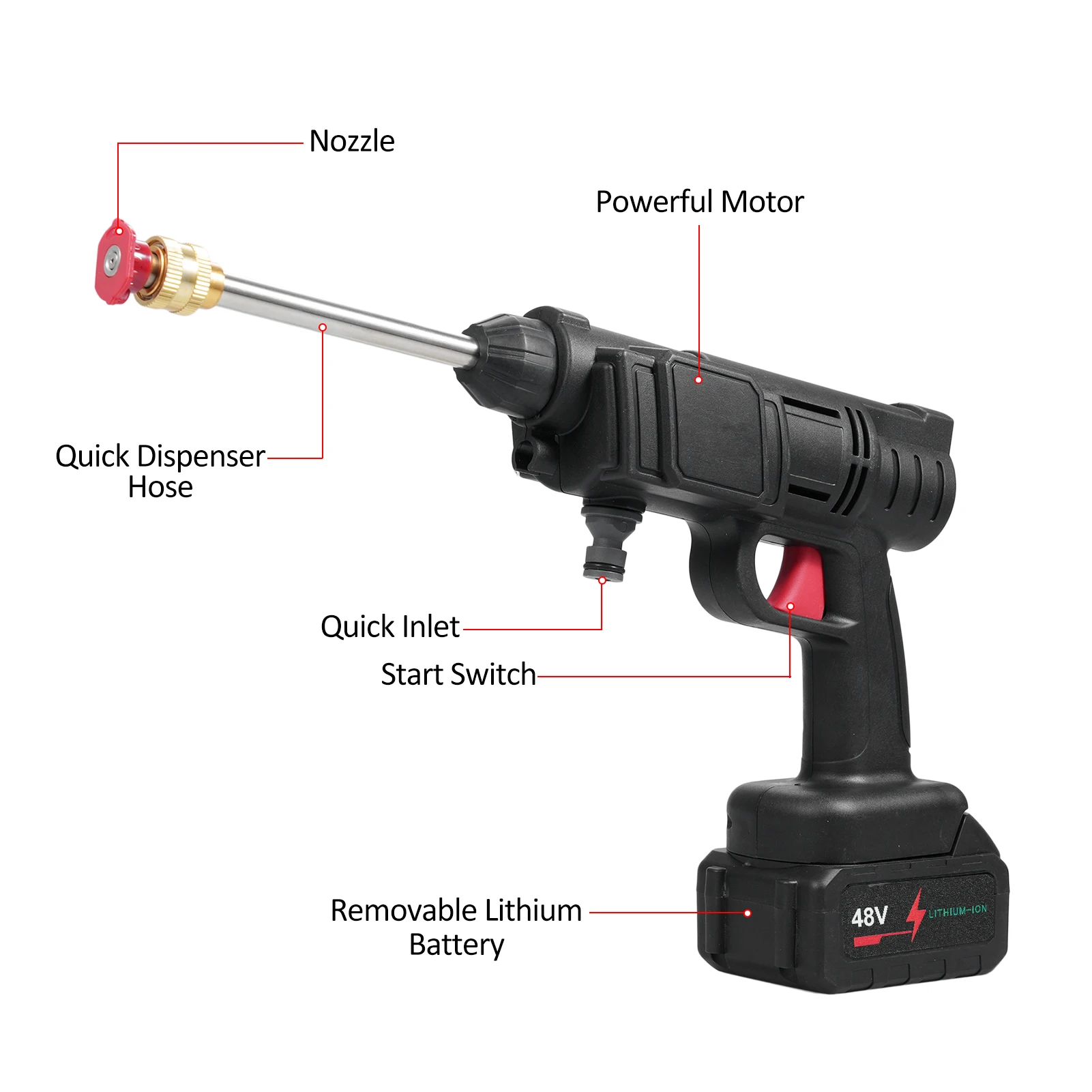 48 В аккумуляторная беспроводная автомойка, мощная стиральная машина, домашняя мойка, спринклер, многофункциональные чистящие средства с водой 5 м 
48 В аккумуляторная беспроводная автомойка, мощная стиральная машина, домашняя мойка, спринклер, многофункциональные чистящие средства с водой 5 м