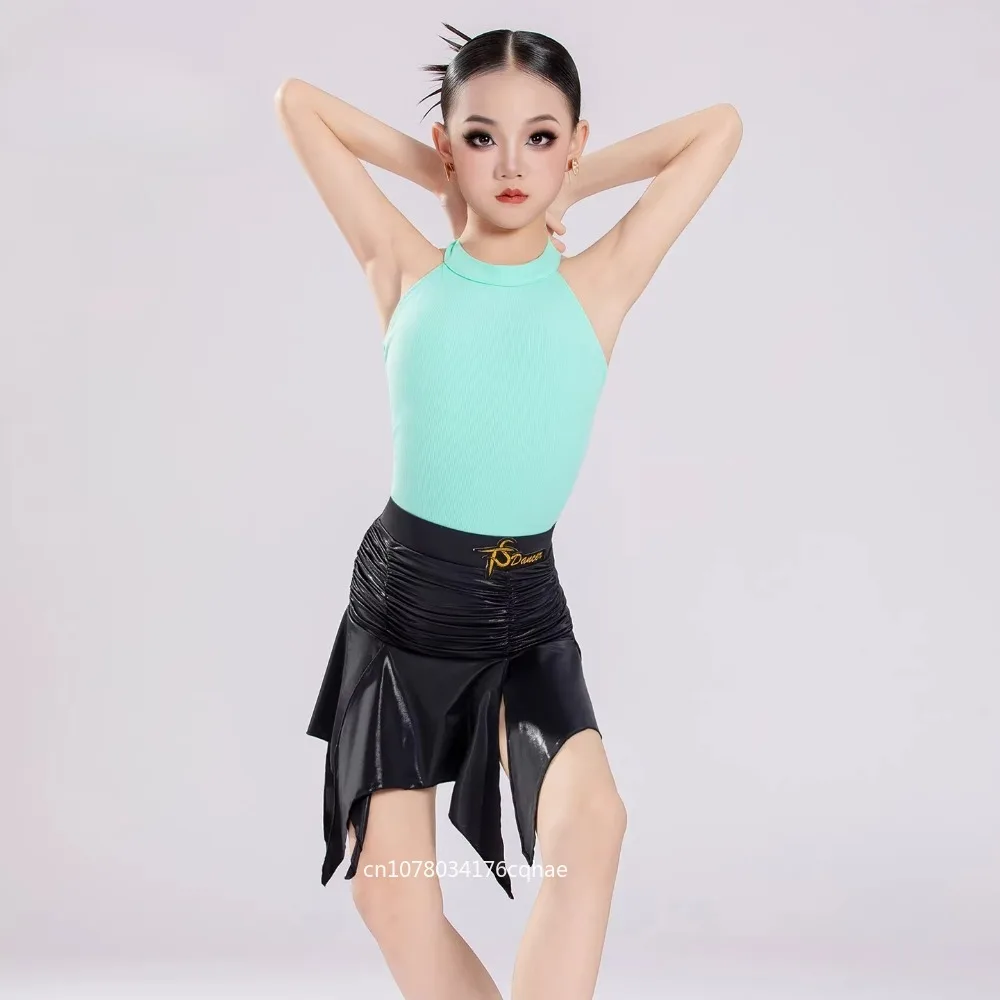 Kids Latin Dance Dress Mint Green Black Patchwork Halter Sleeveless Ballroom Salsa Tango Rumba Practice Costume for Girls
Kids Latin Dance Dress Mint Green Black Patchwork Halter Sleeveless Ballroom Salsa Tango Rumba Practice Costume for Girls