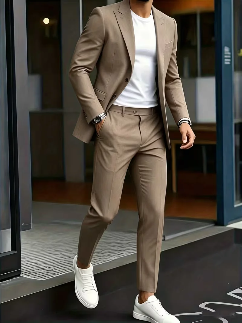 Men 3 Colors Slim Fit Business Suit 2 Pieces Formal Office Wedding Daily Casual Outfit
Men 3 Colors Slim Fit Business Suit 2 Pieces Formal Office Wedding Daily Casual Outfit