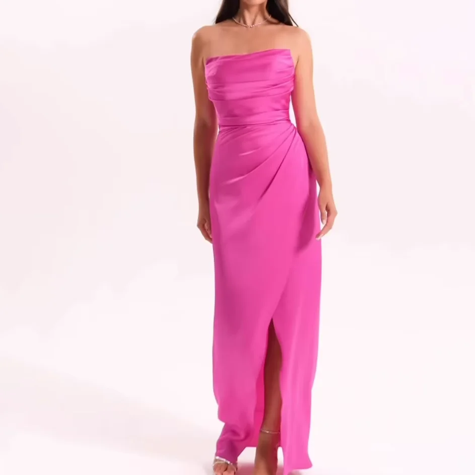 Платья подружки невесты цвета фуксии без бретелек с разрезом по бокам, эластичное шелковое атласное вечернее платье на молнии/шнуровке сзади, темно-синее, желтое, бордовое
Платья подружки невесты цвета фуксии без бретелек с разрезом по бокам, эластичное шелковое атласное вечернее платье на молнии/шнуровке сзади, темно-синее, желтое, бордовое