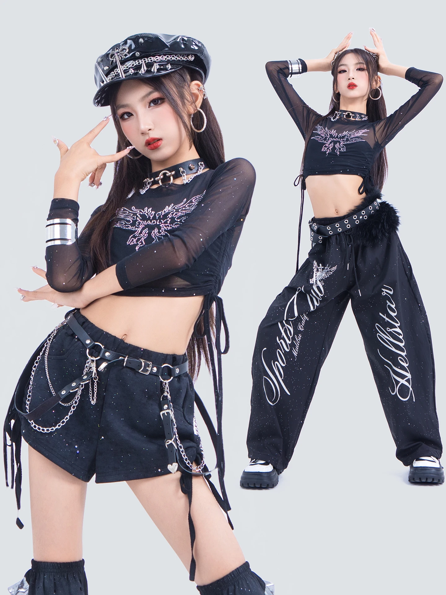 2025 Children Hip Hop Dance Costumes For Girls Crop Tops Loose Pants Streetwear Kids Modern Jazz Dance Stage Clothing DQS21653
2025 Children Hip Hop Dance Costumes For Girls Crop Tops Loose Pants Streetwear Kids Modern Jazz Dance Stage Clothing DQS21653
