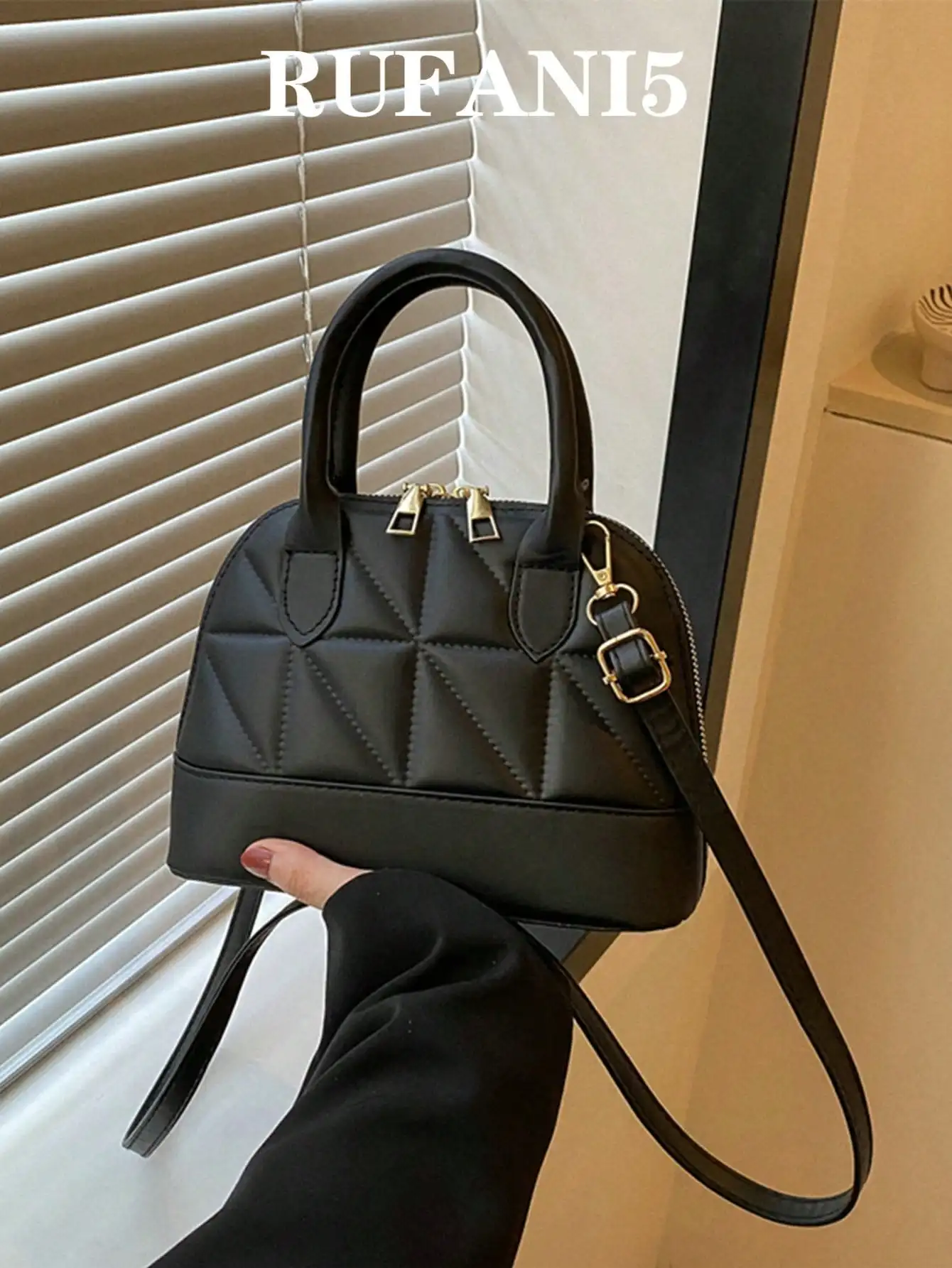 Quilted Double Handle Dome Bag Simple Design Zipper Shoulder Bag, Solid Color PU Leather Crossbody Bag, Portable Top Handle Handbag , Old Money
Quilted Double Handle Dome Bag Simple Design Zipper Shoulder Bag, Solid Color PU Leather Crossbody Bag, Portable Top Handle Handbag , Old Money