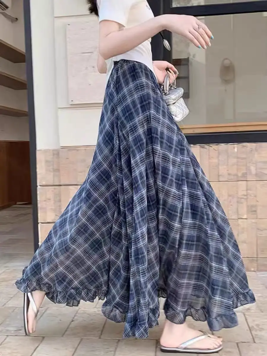 Юбка с высокой талией в клетку для женщин, летняя, больших размеров, А-силуэт, модная, с деревянной отделкой, винтажная, свободного кроя
Юбка с высокой талией в клетку для женщин, летняя, больших размеров, А-силуэт, модная, с деревянной отделкой, винтажная, свободного кроя