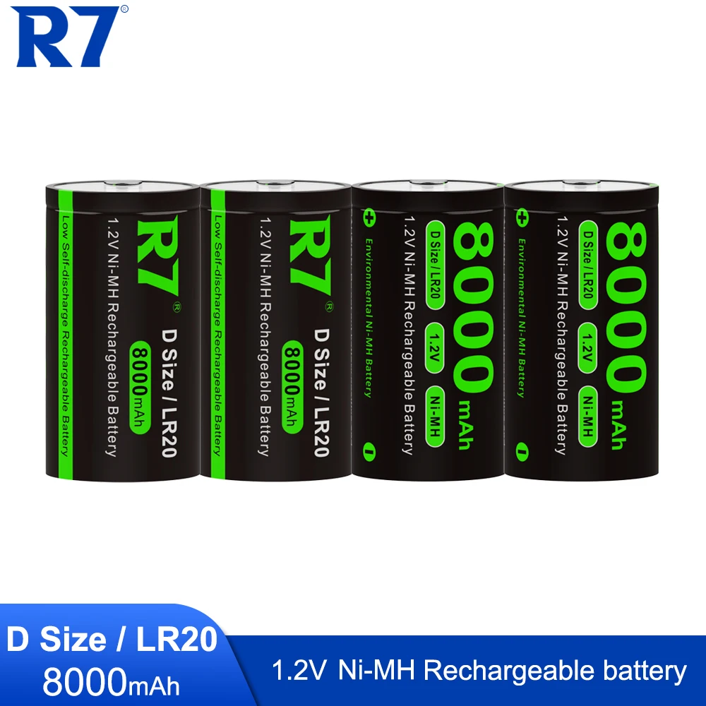 R7 8000mAh D size Rechargeable battery NI-MH 1.2V D Type d cell batteries LR20 battery for Gas stove Water heater
R7 8000mAh D size Rechargeable battery NI-MH 1.2V D Type d cell batteries LR20 battery for Gas stove Water heater