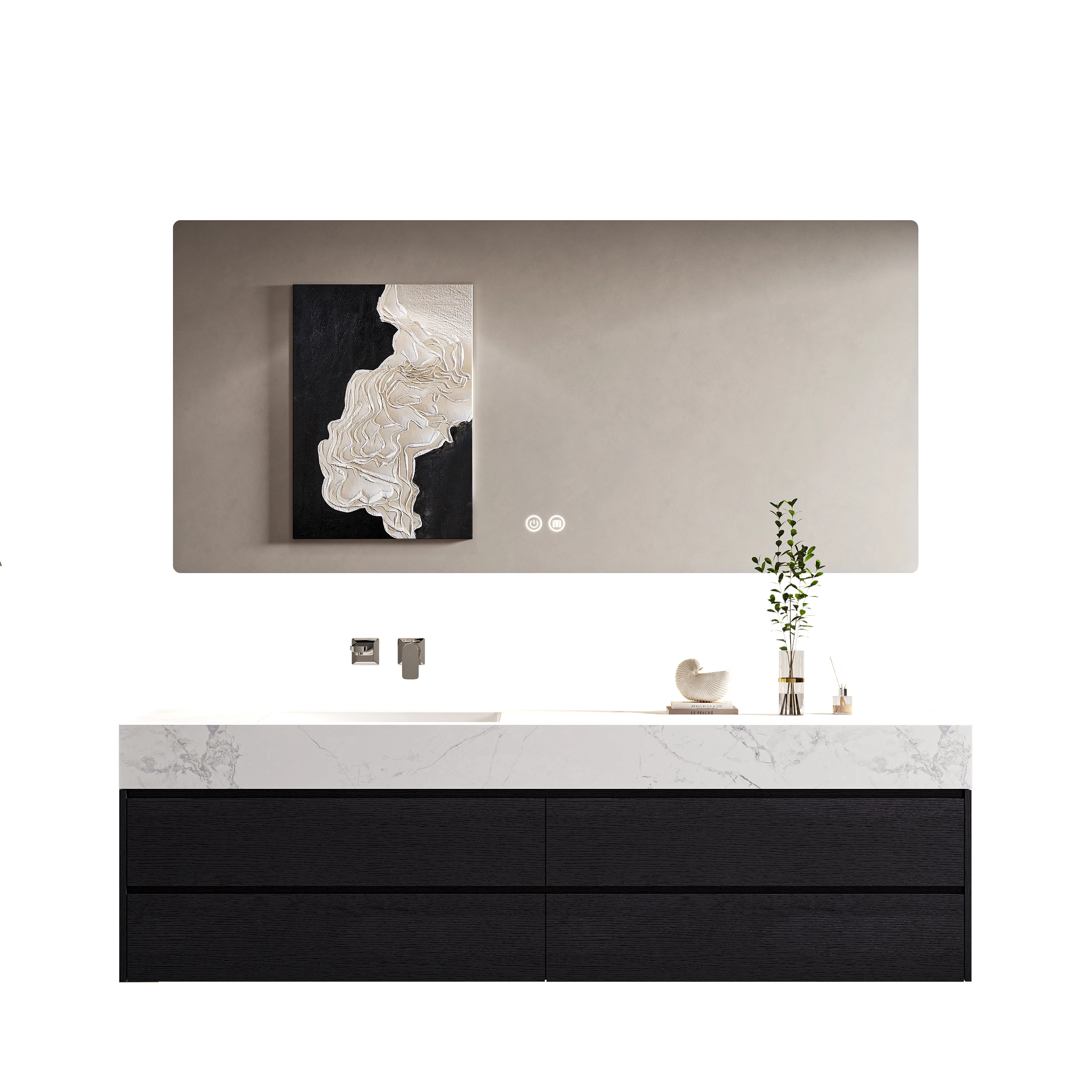 HV-New Trend Modern Hotel Style Rock Tile Ceramic Seamless Basin with Smart LED Mirror Bathroom Cabinet*
HV-New Trend Modern Hotel Style Rock Tile Ceramic Seamless Basin with Smart LED Mirror Bathroom Cabinet*