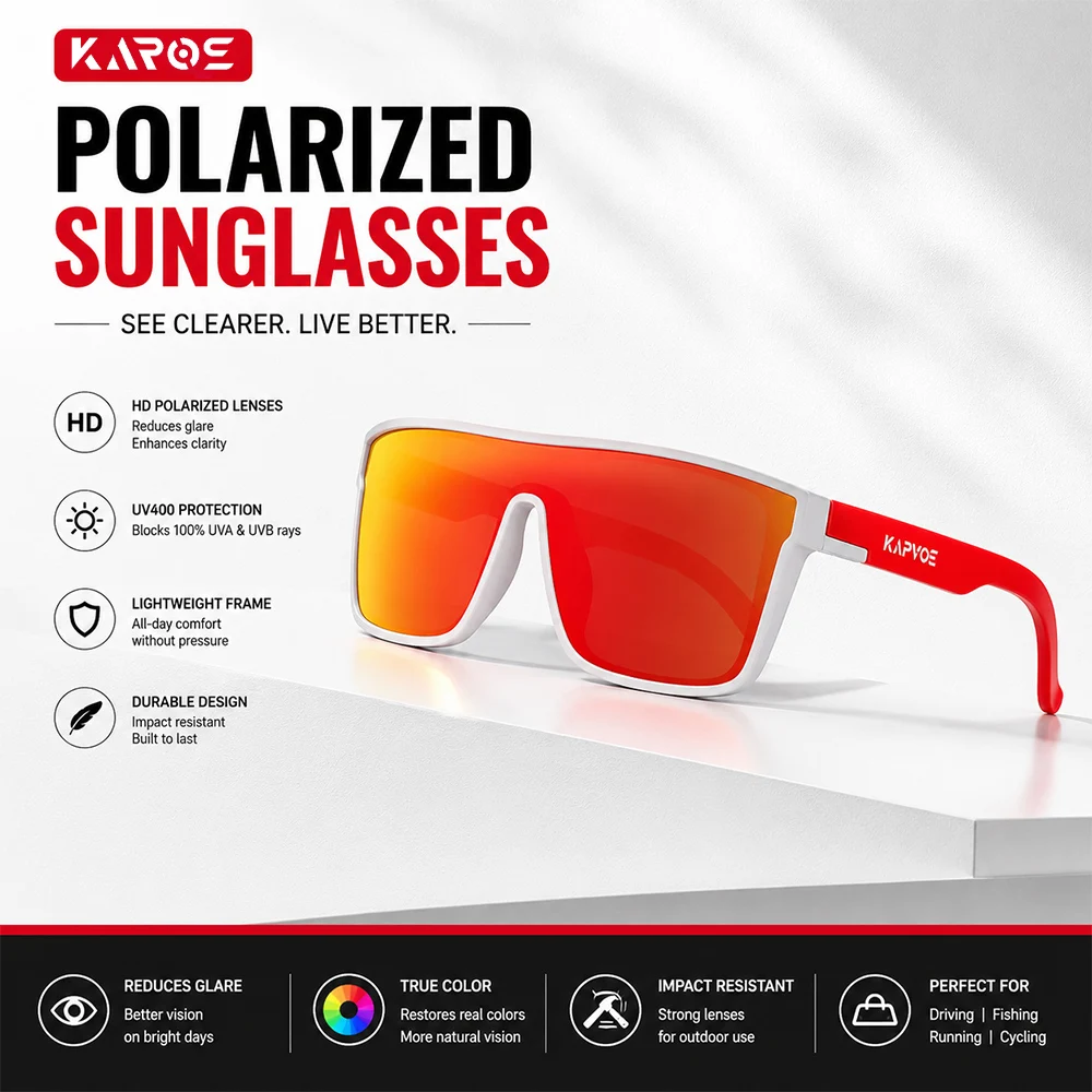 KAROS UV400 Polarized Sunglasses for Fishing Men Women PC Frame Outdoor Driving Hiking Cycling Sports Eyewear Unisex
KAROS UV400 Polarized Sunglasses for Fishing Men Women PC Frame Outdoor Driving Hiking Cycling Sports Eyewear Unisex