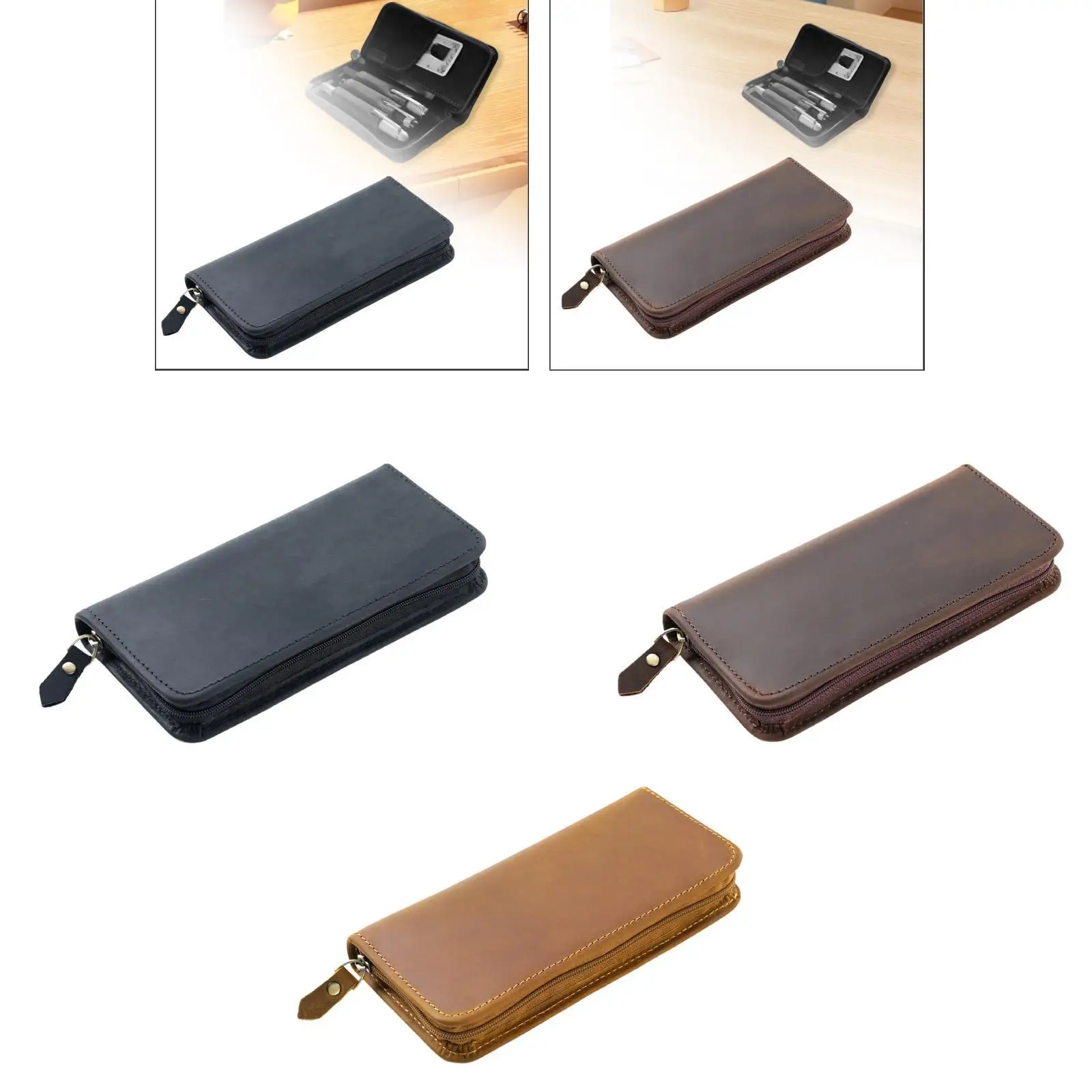 Pen Bag Holder PU Leather Creative· Sturdy Retro Leather Pouch Stationery Bag Pen Case for Tickets Receipts Cards Coupons Family
Pen Bag Holder PU Leather Creative· Sturdy Retro Leather Pouch Stationery Bag Pen Case for Tickets Receipts Cards Coupons Family