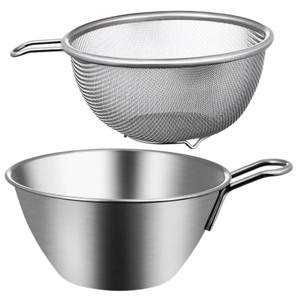 1 set Stainless Steel Egg Beater Basin with Handle Large Size Strainer Basket Kitchen Drainage Mesh Food Colander Set
1 set Stainless Steel Egg Beater Basin with Handle Large Size Strainer Basket Kitchen Drainage Mesh Food Colander Set