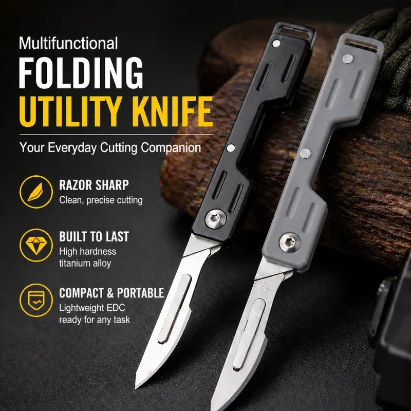 Multifunctional Titanium Alloy Folding Utility Knife Portable Scalpel Handle Pocket Cutter Sharp High Hardness Key Knife
Multifunctional Titanium Alloy Folding Utility Knife Portable Scalpel Handle Pocket Cutter Sharp High Hardness Key Knife
