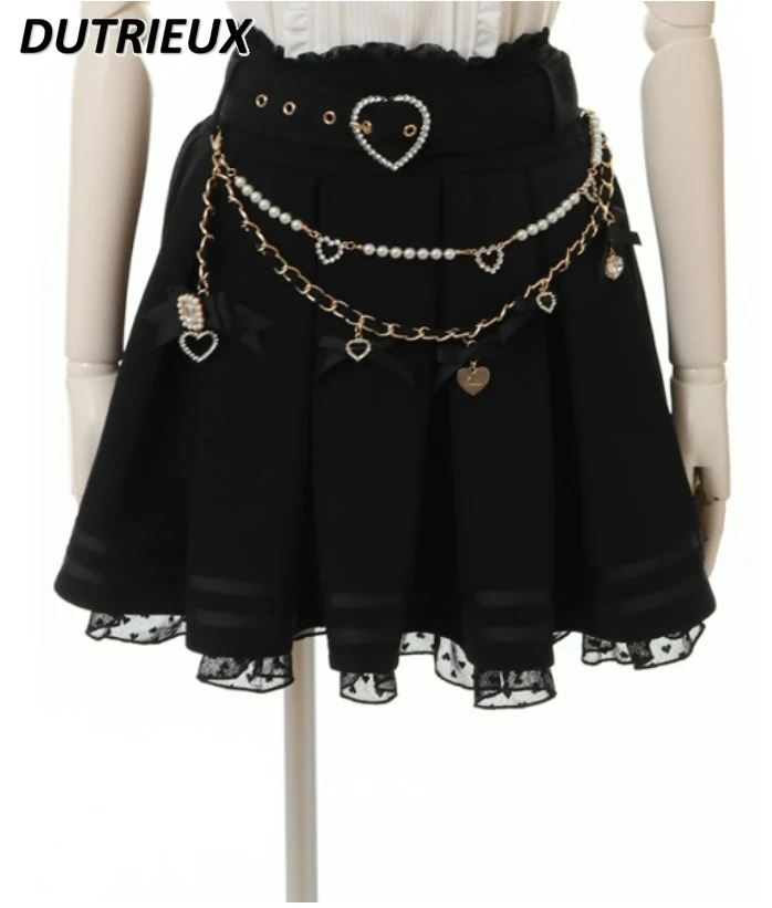 Japanese Style High Waist Skirt Mine Mass-Produced Love Pearl Chain Bow Love Short Casual Skirt Fashion Lolita Skirt for Women
Japanese Style High Waist Skirt Mine Mass-Produced Love Pearl Chain Bow Love Short Casual Skirt Fashion Lolita Skirt for Women