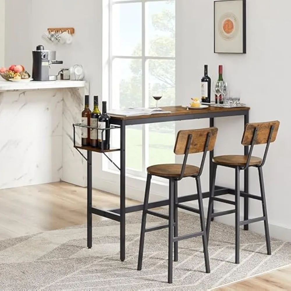 Bar Bistro Table Set with Wine Bottle Storage Rack, Bar Table Set with 2 Bar Stools, Counter Height Kitchen Table and Chairs for
Bar Bistro Table Set with Wine Bottle Storage Rack, Bar Table Set with 2 Bar Stools, Counter Height Kitchen Table and Chairs for
