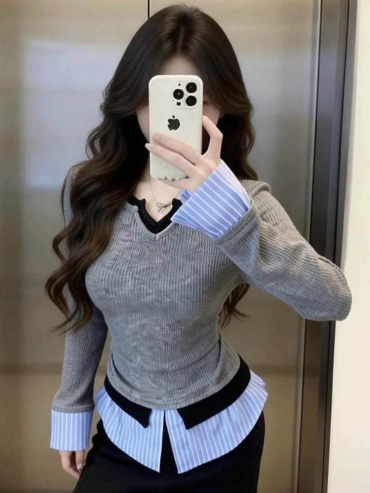 Fashionable Sweet And Spicy Korean Style Patchwork Long Sleeve Short Shirt Women's Spring Autumn New College Style Top
Fashionable Sweet And Spicy Korean Style Patchwork Long Sleeve Short Shirt Women's Spring Autumn New College Style Top