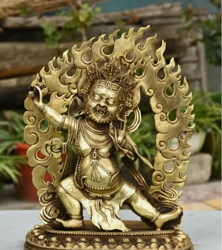 14-дюймовая тибетская латунная буддистская статуя Mahakala wraч Deity Будда держит vajira
14-дюймовая тибетская латунная буддистская статуя Mahakala wraч Deity Будда держит vajira