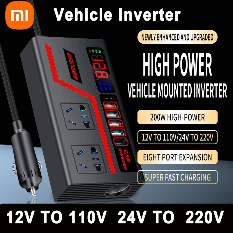 Xiaomi Car Inverter Flash Charging Digital Display 12V To 110V, 24V To 220V Cigarette Lighter Converter Power Strip English
Xiaomi Car Inverter Flash Charging Digital Display 12V To 110V, 24V To 220V Cigarette Lighter Converter Power Strip English