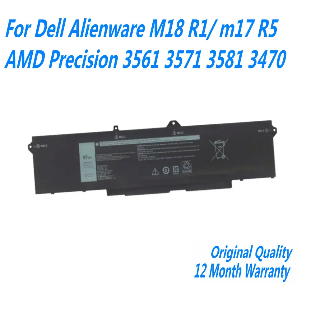 11,4 В 97WH 8071 мАч 9JRV0 Аккумулятор для ноутбука Dell Alienware M18 R1/m17 R5 AMD Precision 3561 3571 3581 3470 Series
11,4 В 97WH 8071 мАч 9JRV0 Аккумулятор для ноутбука Dell Alienware M18 R1/m17 R5 AMD Precision 3561 3571 3581 3470 Series
