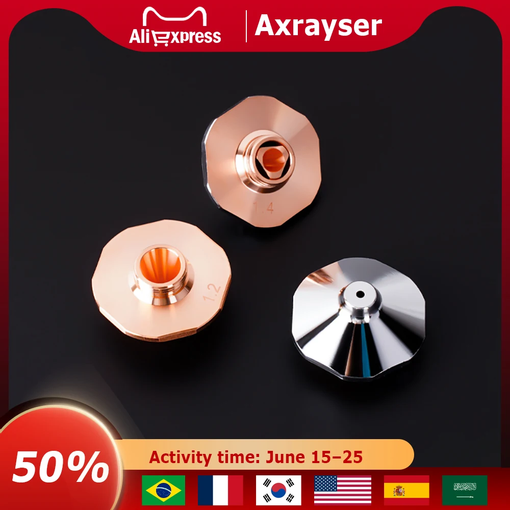 Axrayser Lasers Nozzle Dia.28mm H15 M11 Caliber 1.0-5.0 High Speed for Raytools BOCI Fiber Laser Cutting Machine
Axrayser Lasers Nozzle Dia.28mm H15 M11 Caliber 1.0-5.0 High Speed for Raytools BOCI Fiber Laser Cutting Machine