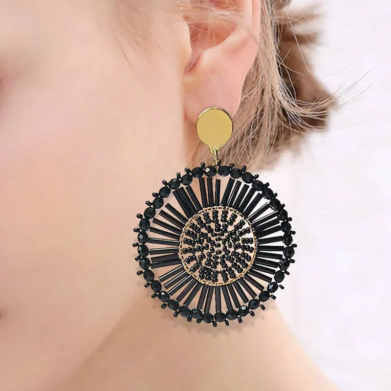 Серьги из рисовых бусин, Черные Оригинальные Длинные круглые ажурные хрустальные ручные вязаные богемные модные простые серьги из бисера
Серьги из рисовых бусин, Черные Оригинальные Длинные круглые ажурные хрустальные ручные вязаные богемные модные простые серьги из бисера