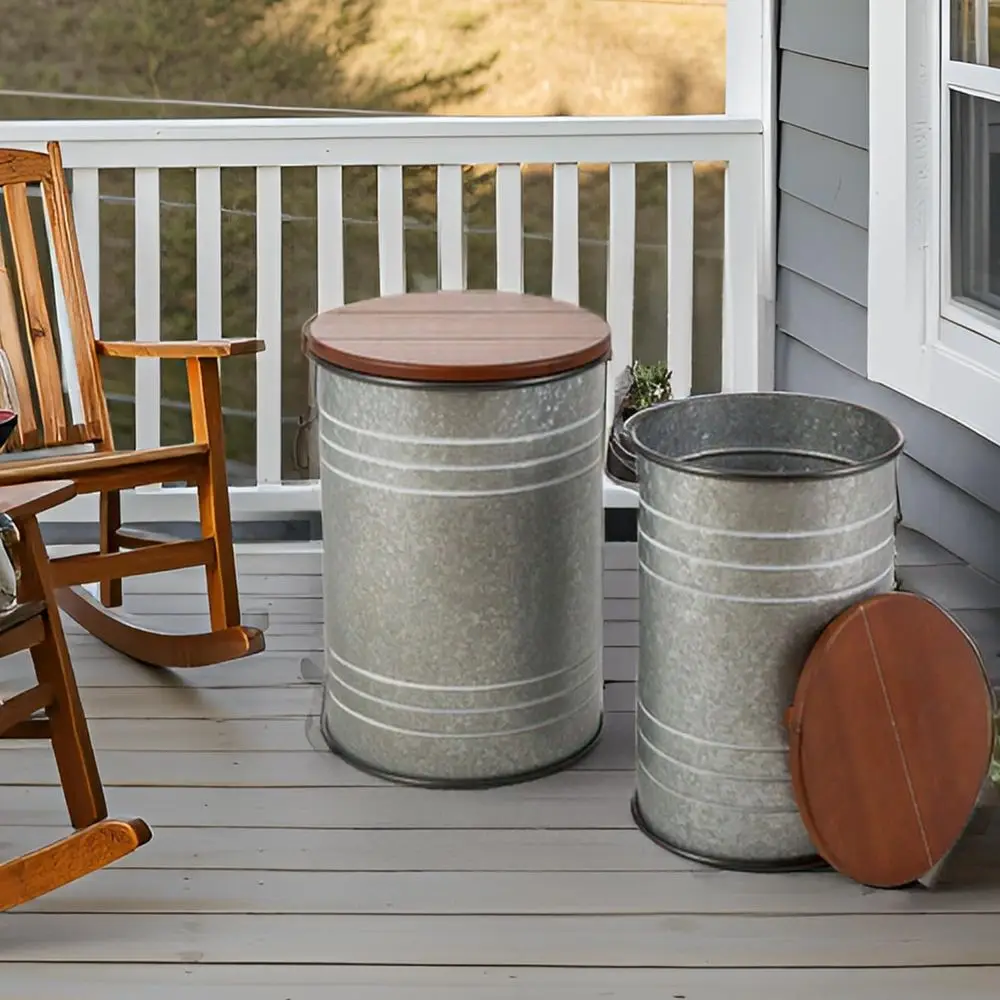 Metal Accent Side Table, Round Lid Storage Ottoman - Galvanized Coffee End Tables Set of 2 for Living Room, Bedroom, Grey
Metal Accent Side Table, Round Lid Storage Ottoman - Galvanized Coffee End Tables Set of 2 for Living Room, Bedroom, Grey