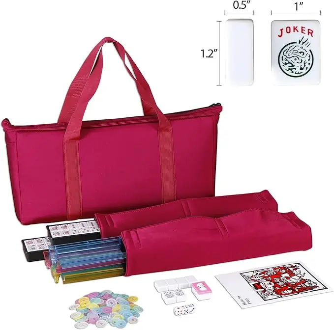 166 Tiles American Mahjong Set w/Soft Carrying Bag - Classic Full Size Complete Mah Jongg Set - 4 Colored All-in-One Racks/Pushe
166 Tiles American Mahjong Set w/Soft Carrying Bag - Classic Full Size Complete Mah Jongg Set - 4 Colored All-in-One Racks/Pushe