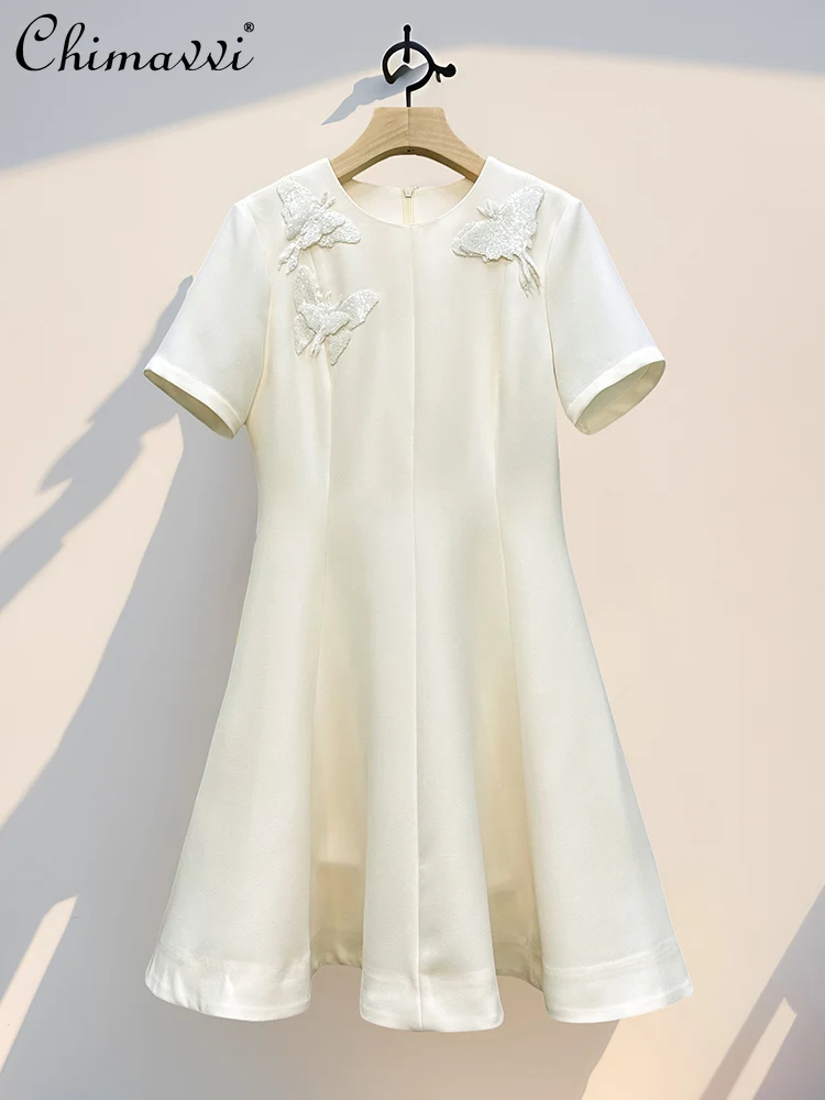 French Elegant Socialite Heavy Industry Sequins Butterfly Crew Collar Short Sleeve High Waist Slim A-line Evening Dress Women
French Elegant Socialite Heavy Industry Sequins Butterfly Crew Collar Short Sleeve High Waist Slim A-line Evening Dress Women