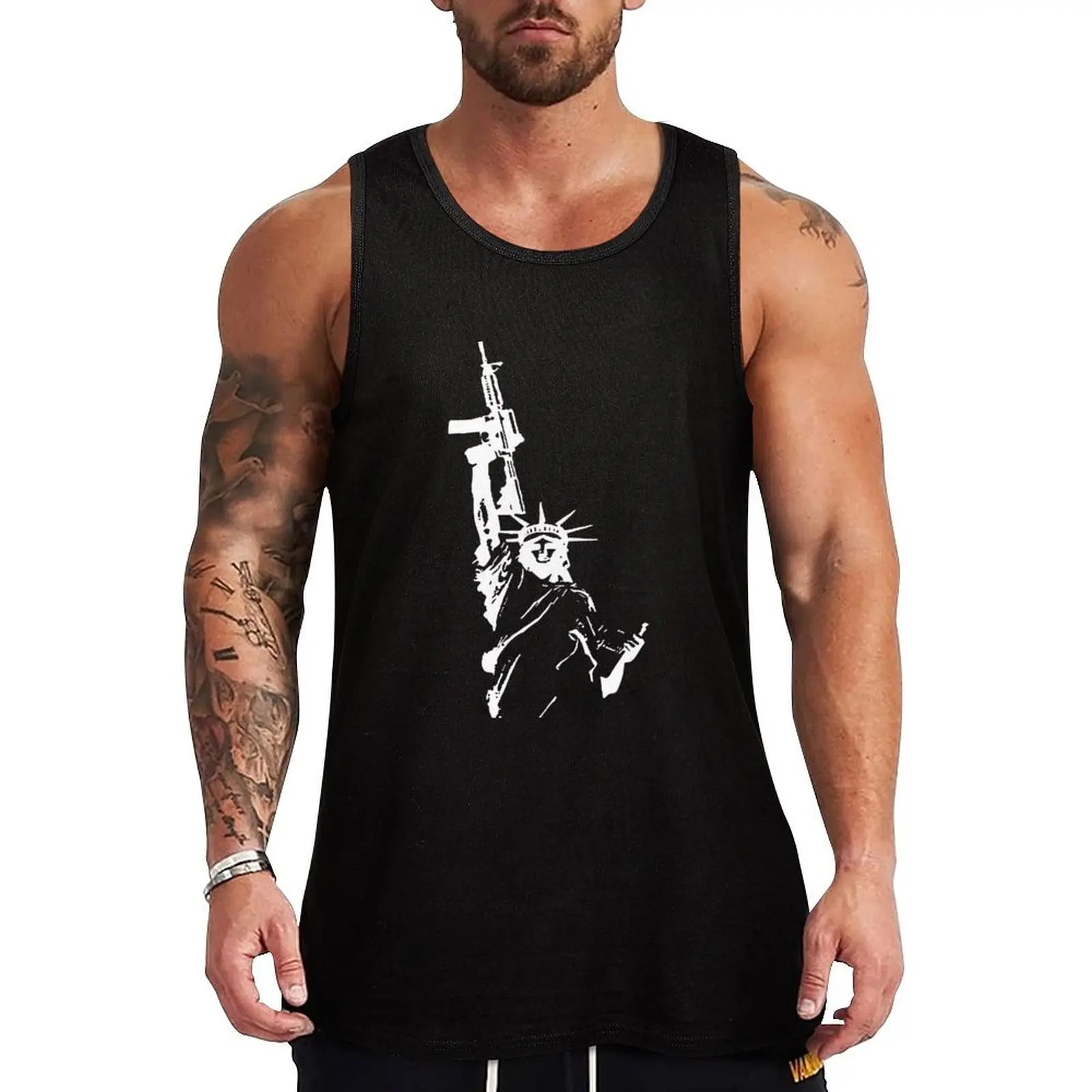 Statue of Liberty with m4a1 Tank Top Minimal Print Tank Top Simple Graphic Sleeveless
Statue of Liberty with m4a1 Tank Top Minimal Print Tank Top Simple Graphic Sleeveless