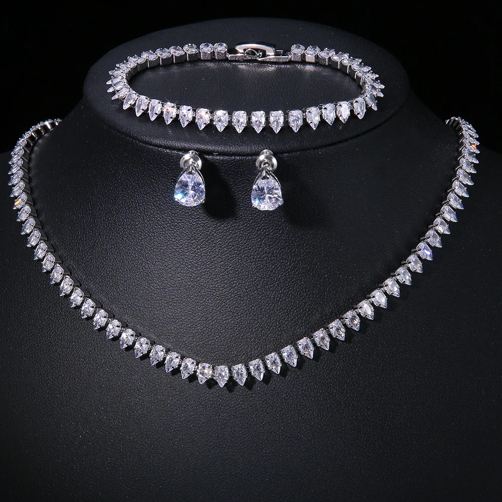 SLBRIDAL Luxury Sparkling Cubic Zircon Bridal Jewelry Set Wedding CZ Necklace Earring Set Women Banquet Party Dress Prom Jewelry
SLBRIDAL Luxury Sparkling Cubic Zircon Bridal Jewelry Set Wedding CZ Necklace Earring Set Women Banquet Party Dress Prom Jewelry