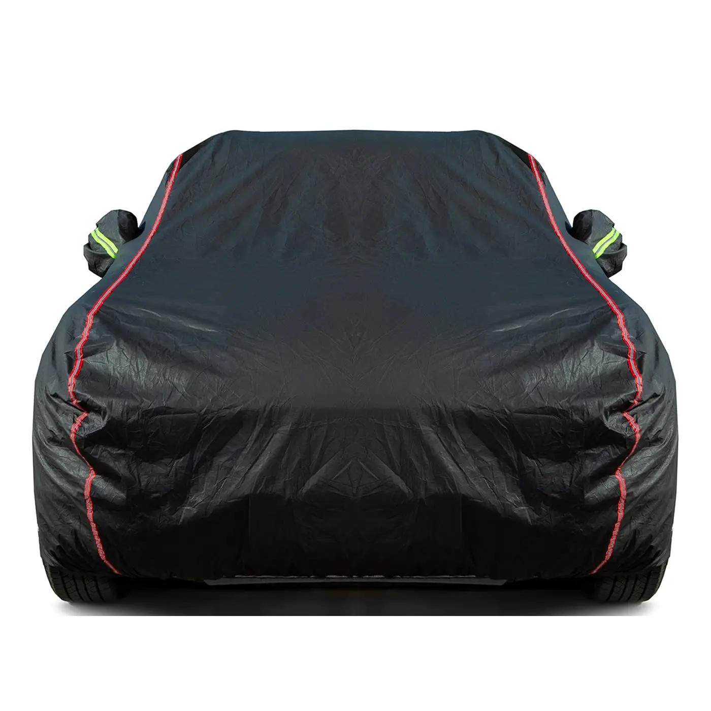 Heavy-Duty Black Car Cover With Red Trim, Waterproof Breathable Fabric, UV Snow Wind Protection, Zippered Doors & Locks, Fits
Heavy-Duty Black Car Cover With Red Trim, Waterproof Breathable Fabric, UV Snow Wind Protection, Zippered Doors & Locks, Fits