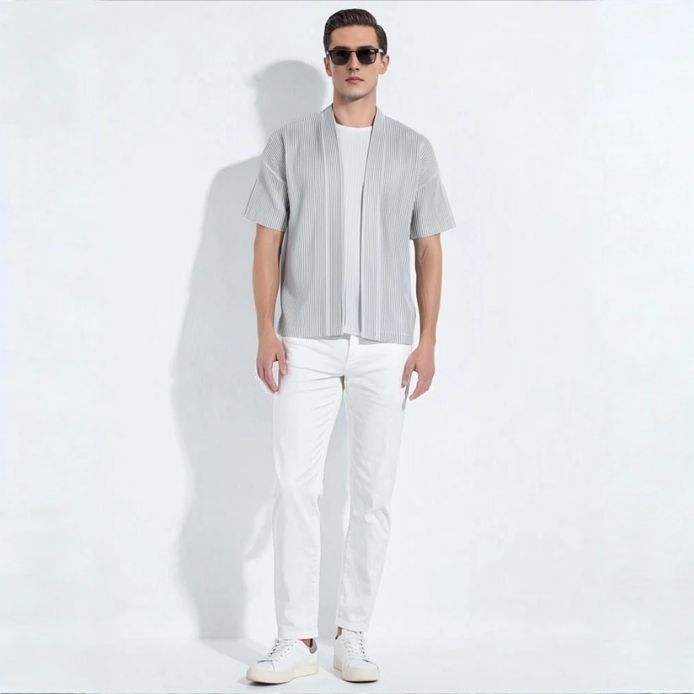 Miyake Fold 2025 Short Sleeved Men's Spring and Autumn New Collection Season Loose Fashion Large Size Five Inch Sleeve Jacket 
Miyake Fold 2025 Short Sleeved Men's Spring and Autumn New Collection Season Loose Fashion Large Size Five Inch Sleeve Jacket