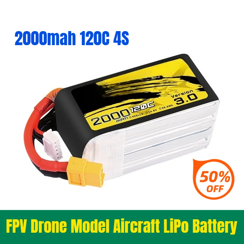 2000mah 120C 4S FPV Drone Model Aircraft LiPo Battery
2000mah 120C 4S FPV Drone Model Aircraft LiPo Battery