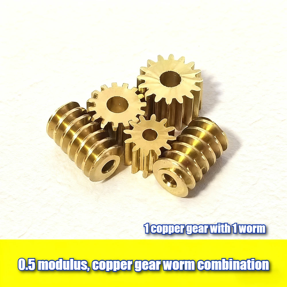 A set of mechanical transmission parts including 1 copper gear with module 0.5 and 2mm bore, plus 1 worm with 2mm bore
A set of mechanical transmission parts including 1 copper gear with module 0.5 and 2mm bore, plus 1 worm with 2mm bore