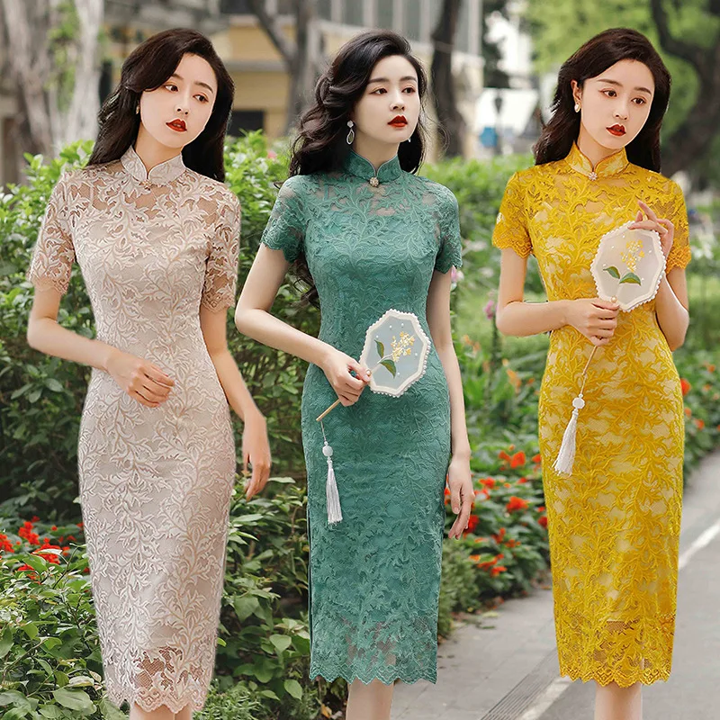 Весенне-летнее улучшенное модное кружевное платье Qipao Cheongsam 2025, новое банкетное платье Cheongsam
Весенне-летнее улучшенное модное кружевное платье Qipao Cheongsam 2025, новое банкетное платье Cheongsam