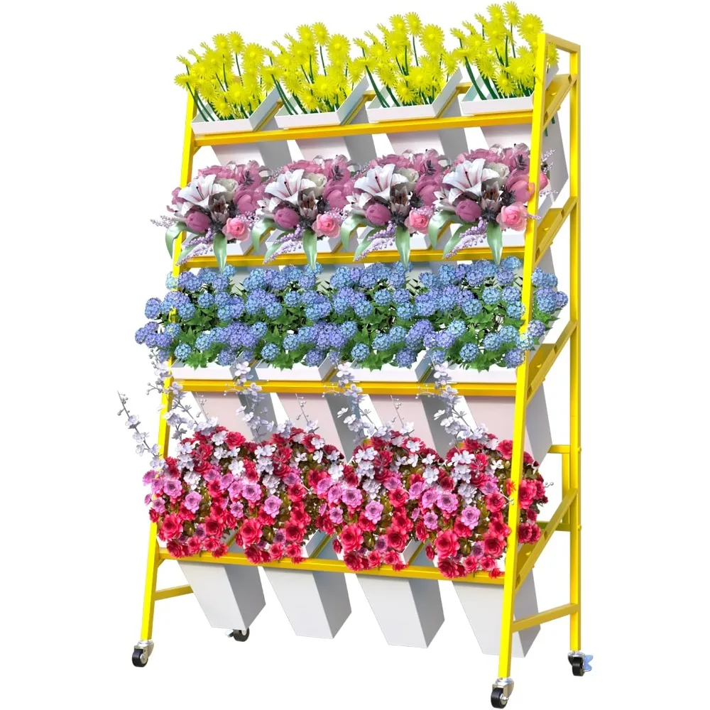 Flower Display Stand 4 Tier Gold Flower Stand with 16 White Flower Buckets - Heavy Duty Plant Stand with Wheels, Indoor Outdoor
Flower Display Stand 4 Tier Gold Flower Stand with 16 White Flower Buckets - Heavy Duty Plant Stand with Wheels, Indoor Outdoor