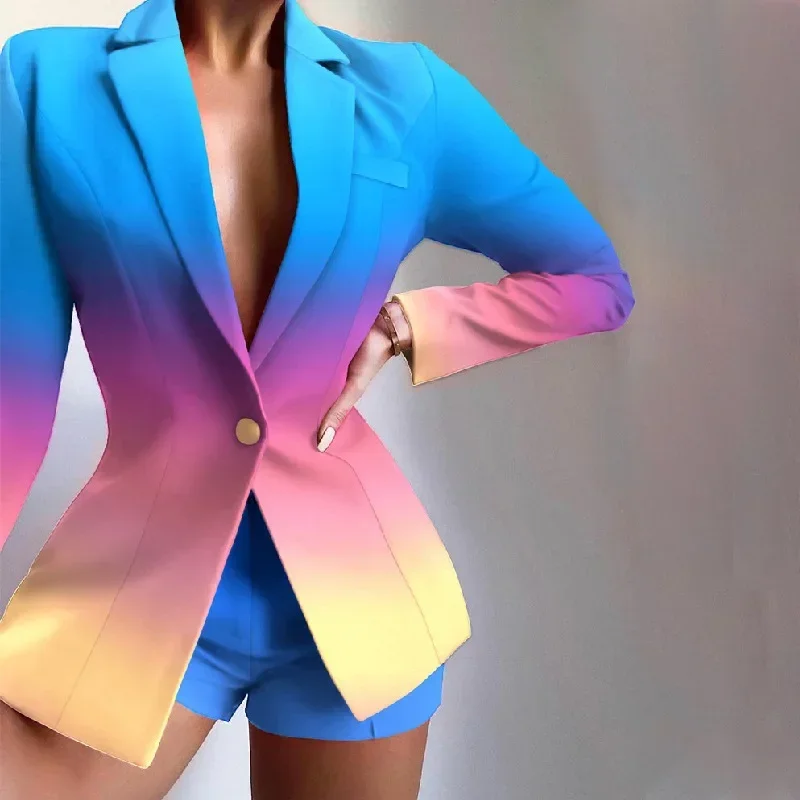 KEXU Fashion Spring Print Women's Set Long Sleeve Blazer Top Shorts Suit Elegant Two Piece Set Office Lady Outfits Streetwear
KEXU Fashion Spring Print Women's Set Long Sleeve Blazer Top Shorts Suit Elegant Two Piece Set Office Lady Outfits Streetwear