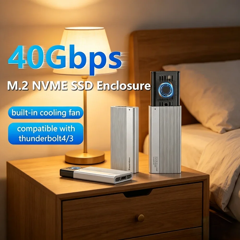 USB4 40Gbps M.2 NVMe SSD Enclosure with Cooling Fan, PCIe 4.0 External SSD Case, Compatible with Thunderbolt 3/4
USB4 40Gbps M.2 NVMe SSD Enclosure with Cooling Fan, PCIe 4.0 External SSD Case, Compatible with Thunderbolt 3/4