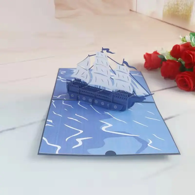 Blue and White Sail Boat Model Design and Assembly Paper Handicraft Invitation Letter Notice 3D Stereoscopic Greeting Card
Blue and White Sail Boat Model Design and Assembly Paper Handicraft Invitation Letter Notice 3D Stereoscopic Greeting Card