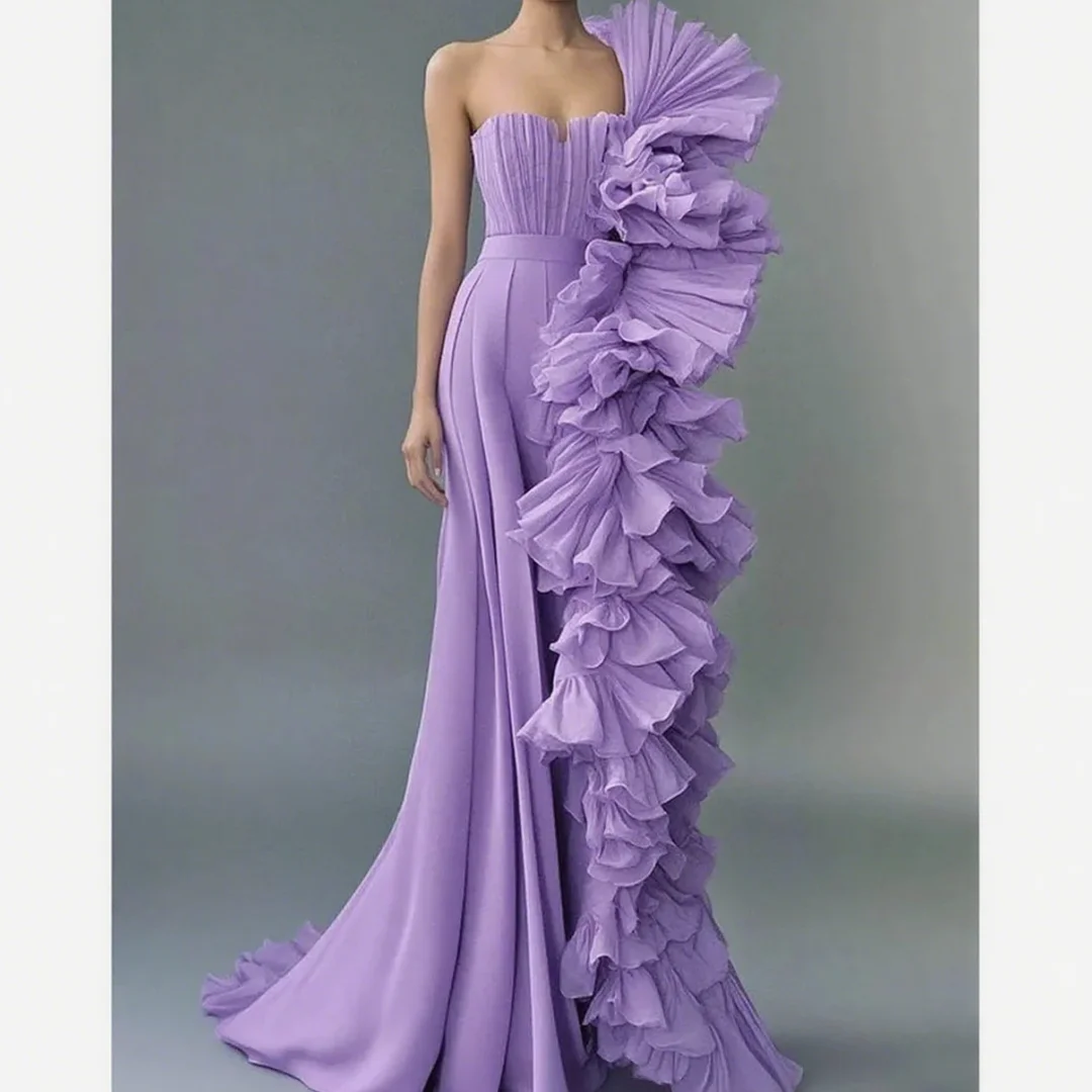 Mermaid Sleevesless Floor-Length Female Party Evening Gown Purple Pleated Slit Chic Prom Dresses Customized
Mermaid Sleevesless Floor-Length Female Party Evening Gown Purple Pleated Slit Chic Prom Dresses Customized