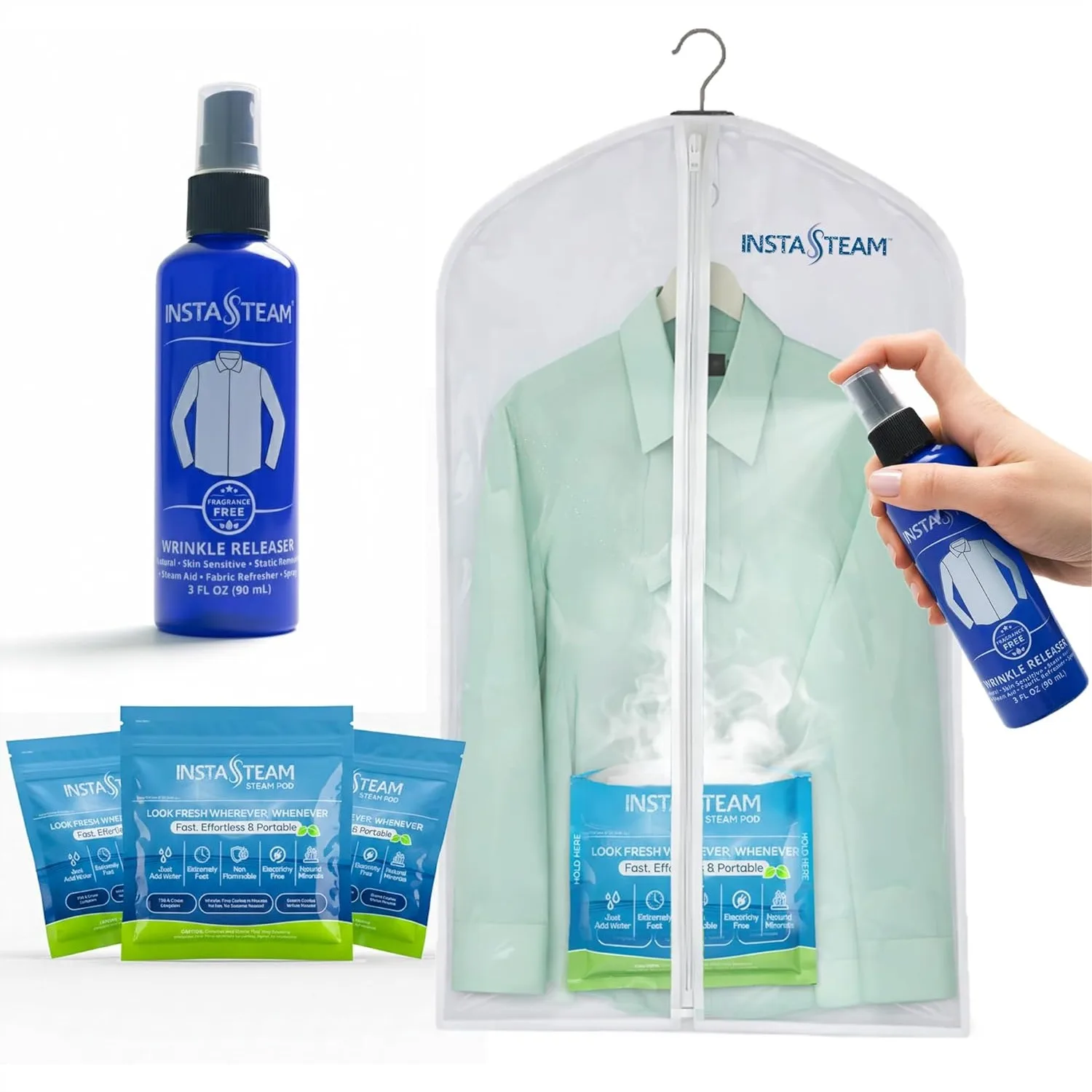 Portable Steamer for Clothes, Electricity-Free Mini Steamer Kit with Wrinkle Remover Pods and Spray, TSA Compliant for Travel
Portable Steamer for Clothes, Electricity-Free Mini Steamer Kit with Wrinkle Remover Pods and Spray, TSA Compliant for Travel