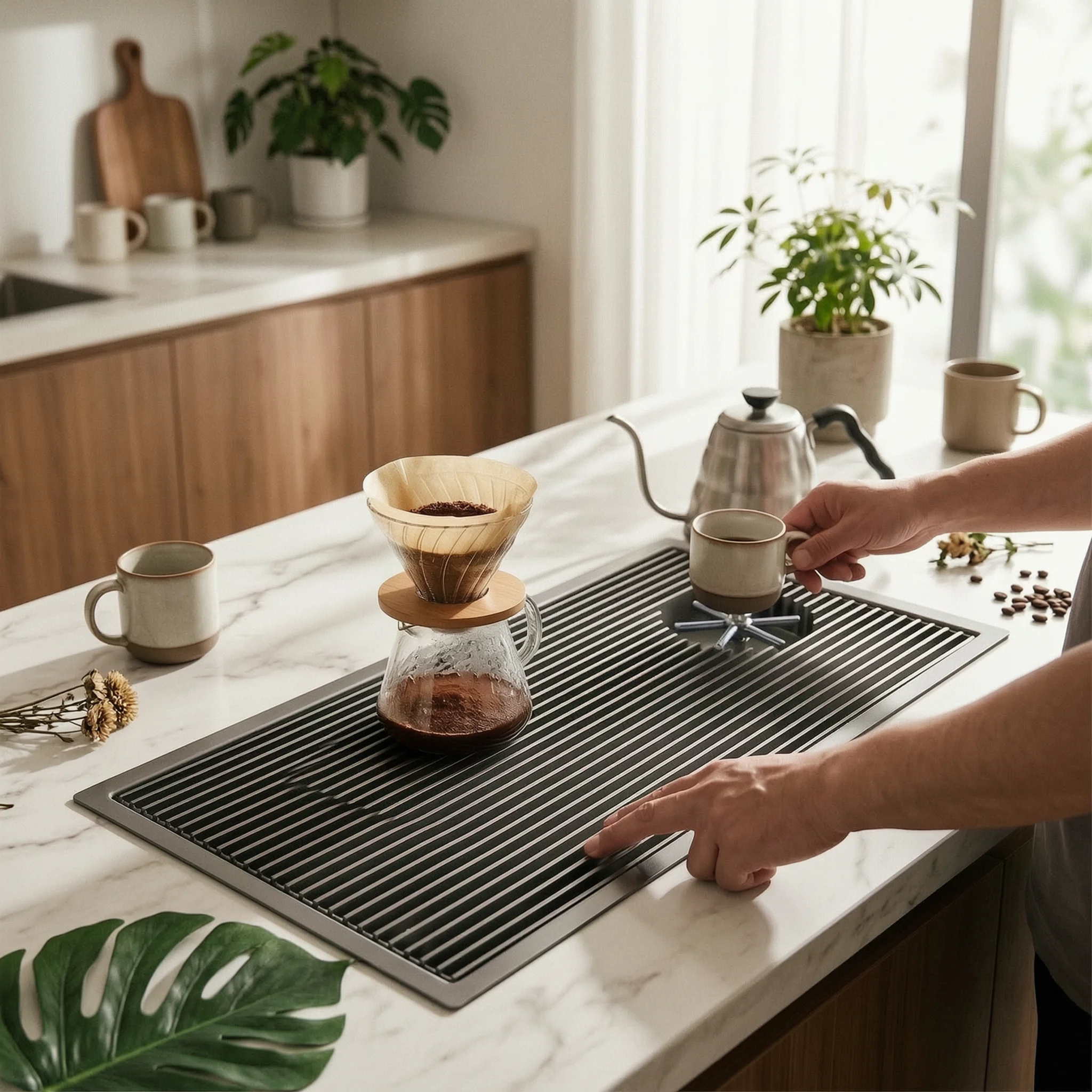 Cup Washing Drain Rack Slatted Coffee Drainage Tray Drainage Tray with Drain Fitting Sleek-Profile Sturdy for Baristas, Tea Bar
Cup Washing Drain Rack Slatted Coffee Drainage Tray Drainage Tray with Drain Fitting Sleek-Profile Sturdy for Baristas, Tea Bar