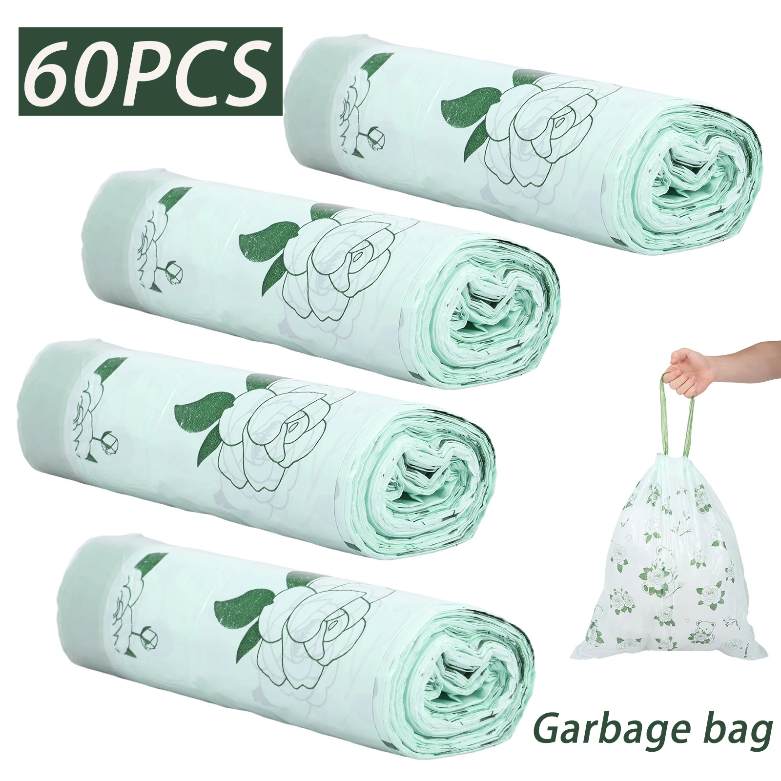 60Pcs 45x50cm Small Trash Bag Pull Tie Closure Disposable drawstring garbage bag Home kitchen Office Thickened garbage bags
60Pcs 45x50cm Small Trash Bag Pull Tie Closure Disposable drawstring garbage bag Home kitchen Office Thickened garbage bags