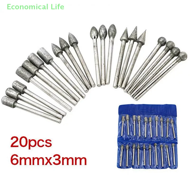 20pcs Diamond Grinding Heads Mini Bit For Rotary Drill Tool Burrs Grinding Accessories 3mm Shank Tools Kit Abrasive Tool
20pcs Diamond Grinding Heads Mini Bit For Rotary Drill Tool Burrs Grinding Accessories 3mm Shank Tools Kit Abrasive Tool