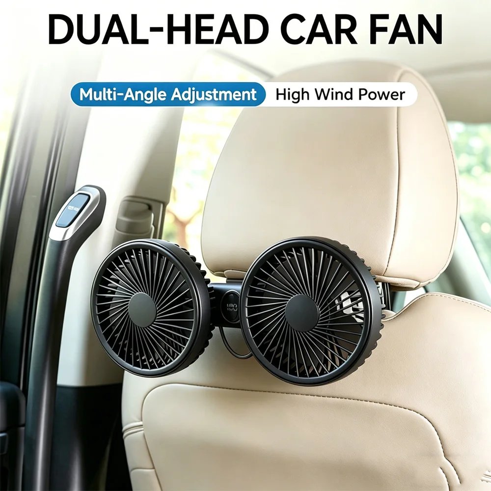 Dual-Head Car Seat Back Fan Brushless Motor 360° Three-Speed Adjustable Fan USB Charging Suitable For Car And Home Accessories
Dual-Head Car Seat Back Fan Brushless Motor 360° Three-Speed Adjustable Fan USB Charging Suitable For Car And Home Accessories