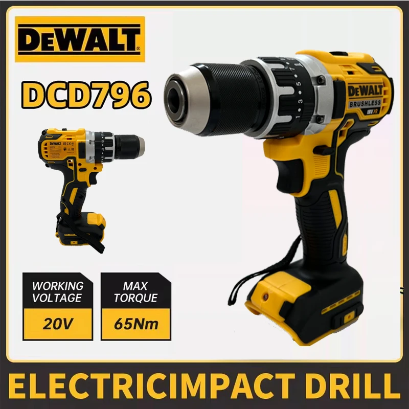 Dewalt DCD796 Cordless Brushless Impact Drill Brushless Drill Multifunctional Rechargeable Portable 20V Battery Power Tools
Dewalt DCD796 Cordless Brushless Impact Drill Brushless Drill Multifunctional Rechargeable Portable 20V Battery Power Tools