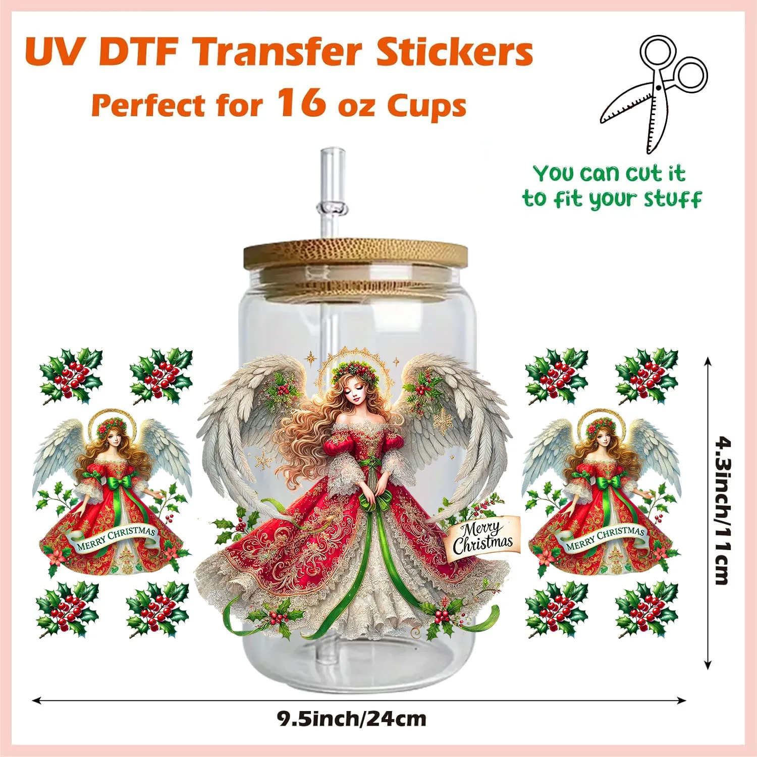 Pure Cute Christmas angel girl Style DIY Decals 3D transfers uvdtf tumbler stickers 16oz uv dtf cup wraps
Pure Cute Christmas angel girl Style DIY Decals 3D transfers uvdtf tumbler stickers 16oz uv dtf cup wraps
