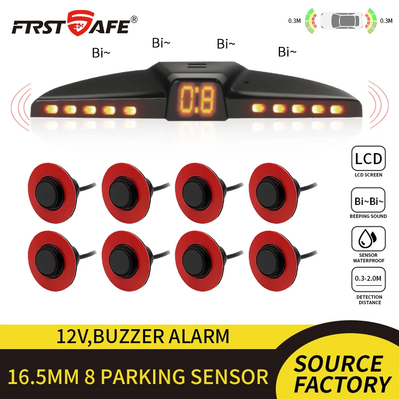 12V Car Parking Sensor Kit 8 Sensors 16.5mm LED Digital Display Reverse Radar Waterproof with Beeping Alarm for Sedan SUV
12V Car Parking Sensor Kit 8 Sensors 16.5mm LED Digital Display Reverse Radar Waterproof with Beeping Alarm for Sedan SUV