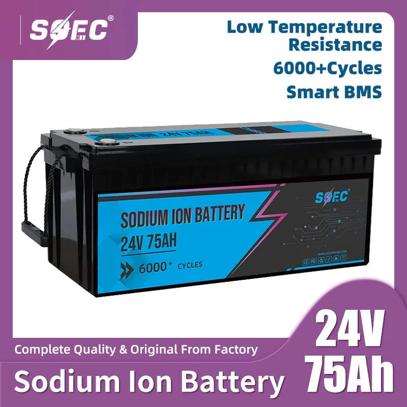 SOEC 6000 Cycles 24V 75AH Sodium ion battery Recyclable charge SIBs Battery Used in boats/camping/solar energy storage systems
SOEC 6000 Cycles 24V 75AH Sodium ion battery Recyclable charge SIBs Battery Used in boats/camping/solar energy storage systems