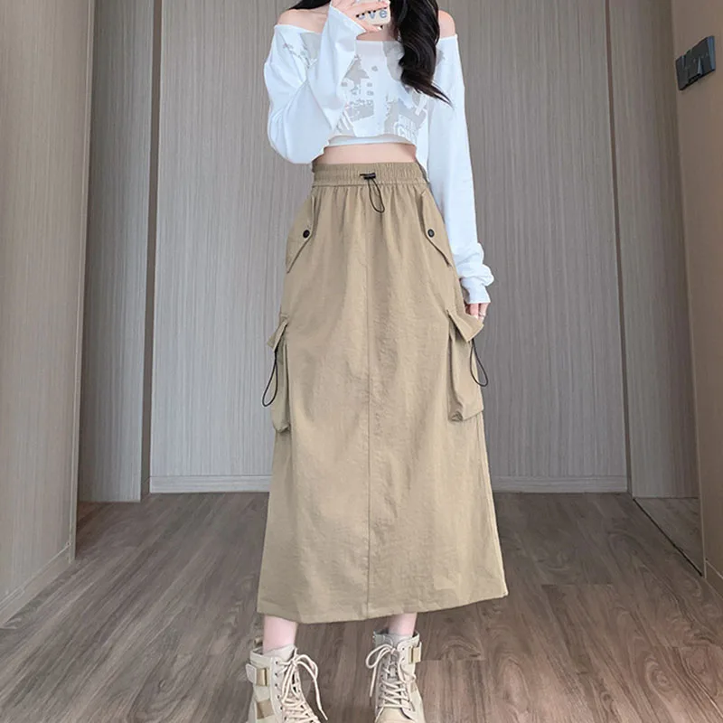 Fashion Tooling Vintage Women's Skirt 2025 New Spring Summer High-Waisted Casual Drawstring Mid-Length Slits Women Skirt H306
Fashion Tooling Vintage Women's Skirt 2025 New Spring Summer High-Waisted Casual Drawstring Mid-Length Slits Women Skirt H306